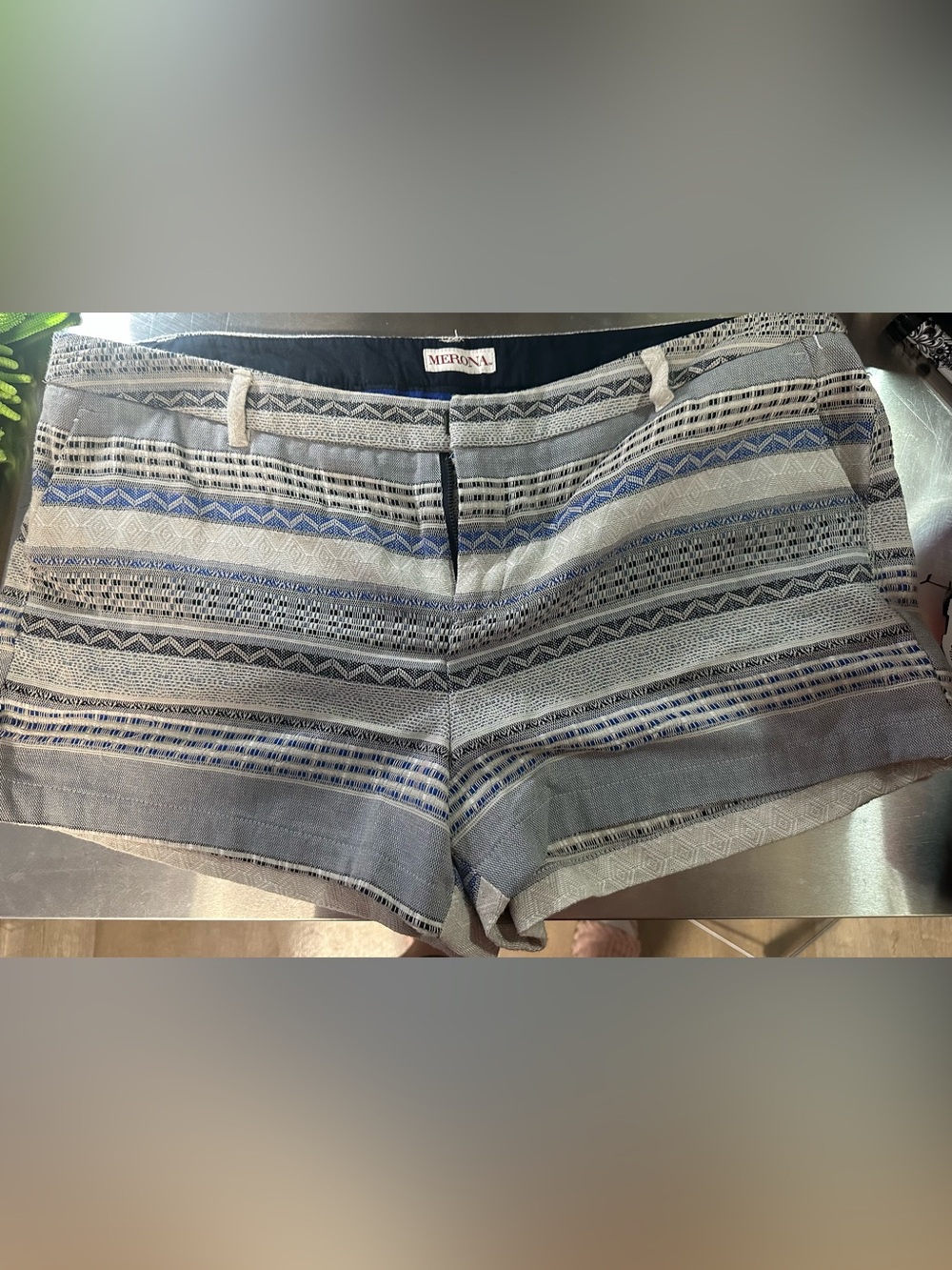Merona Blue and Gray Patterned Women's Bermuda Shorts